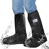 Schuhüberzieher Regenüberschuhe Wasserdicht Schuhe Überschuhe für Männer Frauen, Outdoor Rutschfester Schuhüberzieher Regenschutz Regenschuhe für Regen Schnee Staub, Wiederverwendbar, Schwarz XL