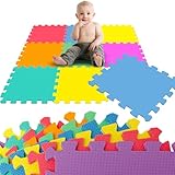 LittleTom 9 Teile Spielmatte Baby ab Null - 30x30 Schaumstoff Puzzlematte Kinder Isomatte Baby Spielteppich Outdoor - Puzzle Teppich Matte Baby Krabbelmatte Abwaschbar Bodenschutzmatte Kinderzimmer