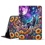 BWOOLL Schutzhülle für iPad 9.7 2018/2017, iPad Air/Air 2, schlank, leicht, PU-Leder, Stand-Cover mit automatischer Wake/Sleep-Funktion, für iPad 6. / 5. Generation 9,7 Zoll, Moon Wolf