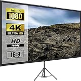 VEVOR 16:9 Beamer Leinwand Stativ 4K HD Rolloleinwand Präsentationswand Projektionsfläche 178x100cm Projektor Bildschirm Standfuß 200-250cm höhenverstellbar ideal für Heimkino Tagungsraum Hochzeiten