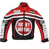 MDM Racing Jacke für Kinder in rot, Motorradjacke, Textil Jacke (L)