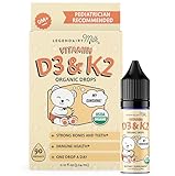 Legendairy Milk Bio Baby Vitamin D3 K2 Liquid Drops, 400 IE Baby Vitamin D Tropfen für Säuglinge mit K2 Tropfen, Vitamin D Tropfen für Neugeborene, Kleinkinder und Kinder, Vegan, 90 Tropfen flüssig