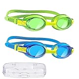 flintronic 2 Stücke Kinder Schwimmbrille，Schwimmbrille für Kinder für 6-14 Jahre，Profi Schwimmbrillen für Jugendliche Kinder Kind Jungen Mädchen Junior-Anti Nebel UV Schutz Schwimmbrille