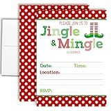 Amanda Creation Weihnachtseinladungen mit Umschlägen – Jingle and Mingle, 16 Stück, 12,7 x 17,8 cm, doppelseitige Einladungskarten zum Ausfüllen, mit 16 weißen Umschlägen, perfekt für Weihnachtsfeiern