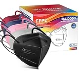 HALIDODO FFP2 Atemschutzmaske 5-Lagen Staubschutzmasken Mundschutzmaske einzelverpackt CE Stelle zertifiziert Mundschutzmaske, Bunt/Multi Colour