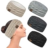 KARELLS 4 Pcs Winter Gestrickte Stirnband Damen Mädchen Frauen Häkelarbeit Stirnbänder Verdicken Haarband Ohrenwärmer Headwrap Kopfband Elastische Partei Outdoor-Sportarten