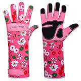 WESTWOOD FOX Leder Gartenhandschuhe Lange Unterarmschutz Ärmel dornsichere Arbeitshandschuhe Rose Beschneiden Garten Sicherheit Atmungsaktiv Langlebig Dicke Handflächenhandschuh (Rosa, M)