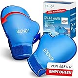 ICEHOF Kühlhandschuhe [2x] Sanfter Stoff - Kühlende Handschuhe für Hände/Finger bei Chemo-Therapie/Rheuma - Gel-Handschuhe Kältehandschuhe (blau)