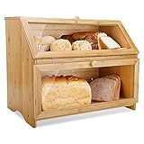 Leader Accessories Brotkasten Bambus Brotbehälter lebensmittelecht Brotaufbewahrung pflegeleicht 39x25x32cm