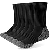 Alaplus Professionell Winter Wandersocken Gepolstert Socken Herren 39-42 Atmungsaktiv Laufsocken Crew Sportsocken Trekkingsocken Baumwolle Tennisocken Arbeitssocken Cushioned Training Socken, 6 Paar