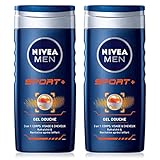 NIVEA MEN 3 in 1 Sport Duschgel (2 x 250 ml), Herren Duschgel für Körper, Gesicht und Haare, sanfte Reinigung nach Sport, Spülung & Frische 24 Stunden