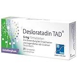 Desloratadin TAD 5 mg Filmtabletten: Antihistaminika Allergie-Tabletten, schnell und langanhaltend, 20 Stk.