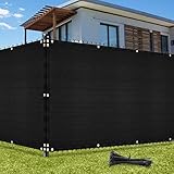 UIRWAY Sichtschutz Zaun 1,22m x 15,24m, Zaunblende Schattiernetz mit ösen 142 g/m² Blockade UV Schutz Windschutz HDPE Gewebe Netz mit Kabelbinder für Gartenzaun Gewächshaus (Schwarz)