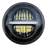 SZDPC 5.75 '' LED Projektions Scheinwerfer für Harley Davidson, 5 3/4 Zoll Runder Motorrad Scheinwerfer mit Tagfahrlicht (Schwarz)