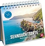 Wochenkalender 2025: Sehnsuchtsorte: Kleiner Tischkalender m. Wochenansicht, Jahresübersicht, Fotos und Sprüchen. Kalender zum Aufstellen als Geschenk für Reisefans und Weltenbummler