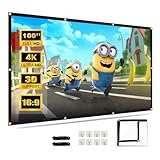 Beamer Leinwand 100 Zoll, Double Side Display Portable Beamer Leinwand 165 Grad Betrachtungswinkel Verdickter Anti-Licht Leck Vorhang für Gaming Heimkino Indoor Outdoor