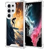 Xioolia Transparente Hülle passend für Samsung Galaxy S24 S23 S23+ S22 S22+ S21 S21+ S20 S20+ S10 S10+ S9 S9+S8 S7 edge Plus Ultra FE S10e 4G/5G mit Surfing-BV749 Vier Ecken Schutz