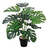 YJWZ Kunstpflanzen Groß 75CM Grün Geflecktes Splitphilo-Pflanze Monstera 18 Zweige im Topf Hawaii Grün Fake Plant Künstliche Pflanze für Schlafzimmer Büro Garten Hochzeit Party Deco