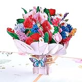 Joyoldelf Pop Up Karte Blumenstrauß, 3D Geburtstagskarte mit Umschlag und Blumen für Frau, Freundin & Mama, Blumenkarte Grußkarten zum Geburtstag, Danke, Jahrestag, Valentinstag, Muttertag