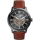 Fossil Townsman uhr für Herren, Automatikuhrwerk mit Edelstahl- oder Lederarmband, Dunkelgrau, 48MM