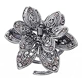 P Prettyia Metall Haarklammer mit Strass, Haarspange, Haargreifer, Haarclip, Haarkralle, Haarzwicker, Hair Claw Spange - Grau