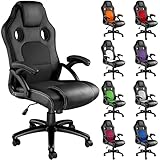 TecTake Sportsitz Chefsessel Stuhl ergonomischer Gaming Bürostuhl Racing Schalensitz - Diverse Farben - (Schwarz-Schwarz)