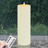 Zevanor 10CM x 30CM Flammenlose wasserdichte LED-Kerzen mit Fernbedienung, Timer Funktion Batteriebetrieben Flackernde große Kunststoff Elfenbein Outdoor-Kerzen (Langlebige 420 Stunden, 1 Stück)