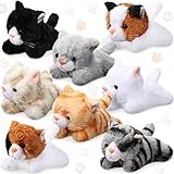 8 Stück Plüschtiere 5 Zoll Kuscheltiere Verschiedene Süße Stofftiere Plüsch Spielzeuge Kleine Plüschtiere für Kinder Klassenzimmer Schule Party Gastgeschenke Dekoration (Liegende Katze)