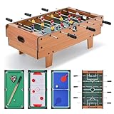 THECYHC 4 in 1 Spieltisch, inkl. Zubehör, Multifunktionstisch mit Kickertisch & Tischtennistisch & Billardtisch & Tischhockey, Multigame-Tisch für Bars, Partys & Spielzimmer, für Kinder & Erwachsene