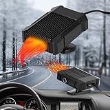 FDKene Auto Heizlüfter, 12V 150W Auto Heizung Tragbare und Ventilator 2 in 1, Zusatzheizung Auto für Windschutzscheibe Entfroster Demister, Einstecken in Zigarettenanzünder 360° Drehbar Autoheizung