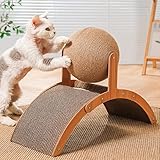 Katzenkratzer Karton, Natürliches Sisal-Kratzbrett mit Ball, Gewölbtes Brückendesign, Kaninchen Kratzspielzeug für natürliche Kratzbedürfnisse & Möbelschutz, 35x15x26 cm