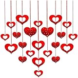 JEYORZY 60PCS Hängende Herz Girlande Rot Valentinstag Glitter Heart Swirl hängende Dekoration Herzen Deko Banner Deckenhänger für Wand Fenster Tür Heiratsantrag Hochzeit Antrag Romantisch deko