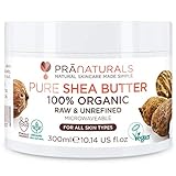 PraNaturals 100% Bio Sheabutter 300ml, Rohes, unraffiniertes Extra Virgin A-Grade African Pure Elfenbein All-Natural, glatte Shea-Nuss-Lippenbalsam-Körperbutter für alle Hauttypen