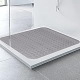 Duschmatte rutschfest 80x80, Duschmatte, rutschfest Duscheinlage mit Saugnäpfen, Antirutschmatte Dusche, PVC Shower Mat Non Slip (Grau)