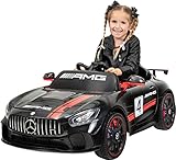 Kinder Elektroauto Mercedes Benz Amg GT4 Sport Edition - Lizenziert - 2,4 Ghz Fernbedienung - Softstart - Elektro Auto für Kinder ab 3 Jahre (Schwarz)