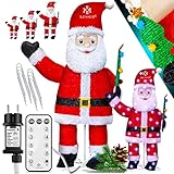 KESSER® Weihnachtsmann LED Santa Weihnachtsfigur Weihnachtsdekoration für Indoor & Outdoor aussen Wetterfest IP44 mit Fernbedienung und Heringe Weihnachtsbeleuchtung weihnachtsdeko 240cm