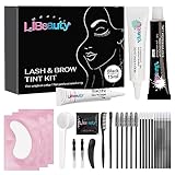 Libeauty Wimpern färben set, 15 ml schwarzes Augenbrauen-Tönungsset, Wimperntönung mit komplettem Werkzeug, Salon-Ergebnis hält 4 Wochen