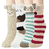 Kotashion Kuschelsocken Damen Flauschige Socken lustige Weihnachtsgeschenke für Frauen gemütliche Winter-Thermosocken niedliche warme Tierbettsocken Mädchen beste Geschenkideen