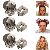 Neue Satin Heatless Hair Curling Set, Lockenwickler für hitzelose Locken mit Haarkappen, Heatless Lockenwickler für lange Haare, Lockenwickler Set für Schlaf über Nacht für Frauen (3 Set, golden)