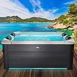 BRAST® Whirlpool MSpa Oslo & Oslo Plus XXL mit Fester Außenwand | 160x160x65cm - 180x180x65cm | LED-Beleuchtung 20 Farben | 6 Personen | 120-140 Massagedüsen | Ganzjähriger Einsatz Winterfest