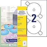 AVERY Zweckform L7676-25 selbstklebende CD-Etiketten (50 blickdichte CD-Aufkleber, Ø 117mm auf A4, SuperSize, Papier matt, bedruckbare Klebeetiketten für alle A4-Drucker) 25 Blatt, weiß, 50 Stück, 117 mm