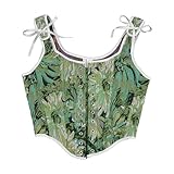 Damen Korsett mit Blumenmuster, Übergröße, Cottagecore, Weste, Überbrust, Bustier, Schnürung, Vintage, Mittelalter, Renaissance, Korsett, Blumendruck, Korsett, Überbrust, Ausgehen, eleganter Body, 01