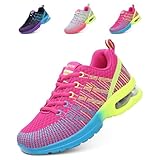 Hitmars Laufschuhe Damen Turnschuhe Luftpolster Sneaker Atmungsaktiv Sportschuhe Leicht Joggingschuhe rutschfest Straßenlaufschuhe Walkingschuhe Fitness Running Outdoor Rot EU 41