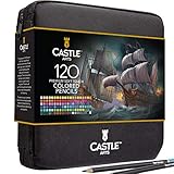 Castle Art Supplies 120 Buntstifte Set | Hochwertige Farbminen mit weichem Kern für erfahrene Künstler, Profi- und Farbkünstler | In übersichtlichem, robustem Reißverschlussetui