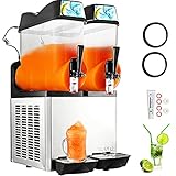 VEVOR Kommerzielle Slusheis Maschine, 2 x 12 L Slush Eismaschine, Slushie Maker -2 ℃ ~ -3 ℃, 2300 W Frozen Drink Maker Slush-Eis Maschine mit Separatem Schalter, für Cafés Restaurants Snackbar