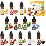 ERCorArt Flavour Drops - 12 Konzentrierte Lebensmittel Aromaöl, Flüssiger Lip Gloss Flavoring Oil für Getränke, Quark, Joghurt, Desserts, Kuchen - Backaroma- 6 ml