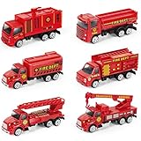 YongnKids 6er Set Feuerwehrauto-Modellautos, Legierungsmetall-Feuerwehrauto-Modelle, Realistische Mini-Rettungs-Feuerwehrauto-Spielzeuge für Kinder von 3 bis 12 Jahren