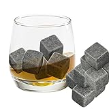 Grenhaven 9er Set Whisky-Steine Grau aus natürlichem Speckstein- on The Rocks Kühlsteine mit praktischen Stoffbeutel