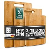 Loco Bird Schneidebrett 3er Set - 33x22cm - 28x22cm - 15x22cm - Schneidebretter aus Bambus für die Küche - Holzschneidebrett - Chopping board