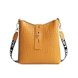 DJYYDS Casual Frauen Umhängetasche Mini Umhängetasche Eimer Handtasche Weibliche Messenger Bags Für Frauen Damen New Crocodile Purse 2023 21cmx21cmx8cm gelb